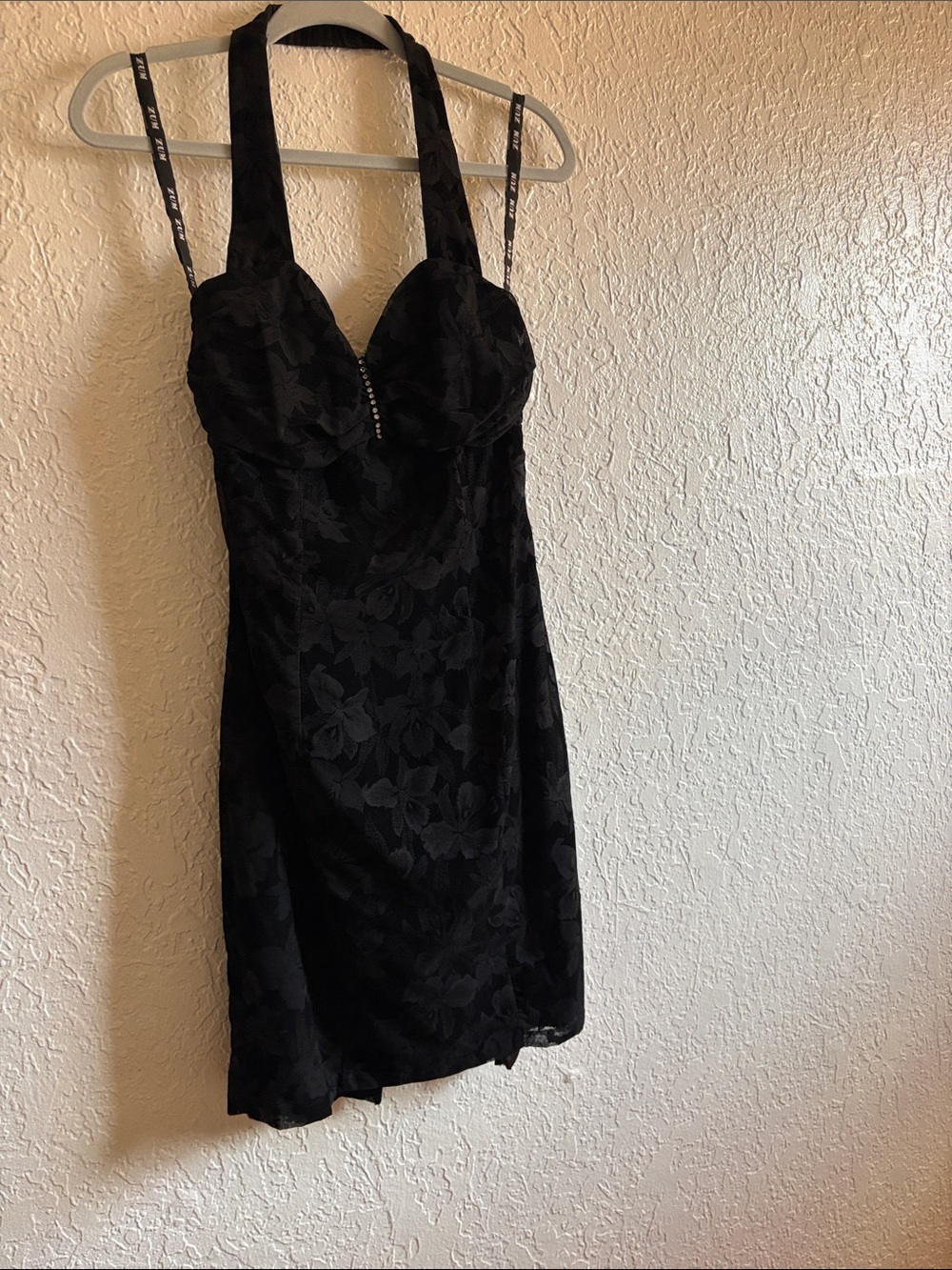 Zum Zum by Niki Livas Black Floral Halter Mini Dress